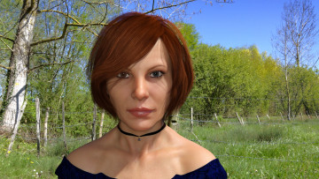 Картинка 3д+графика портрет+ portraits фон взгляд девушка