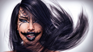 Картинка 3д+графика ужас+ horror девушка лицо