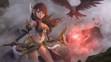 Картинка аниме магия +колдовство +halloween choi keun hoon посох маг арт фэнтези lineage red knights