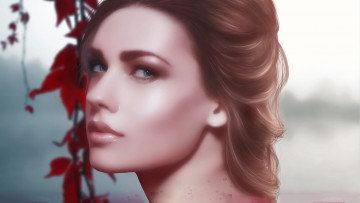 Картинка рисованное люди взгляд фон девушка