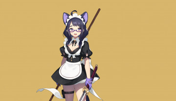 Картинка аниме животные +существа девушка взгляд фон