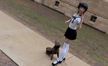 Картинка 3д+графика люди+и+животные+ people+and+animals фон взгляд девочка