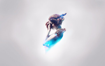 Картинка рисованное минимализм свечение девушка