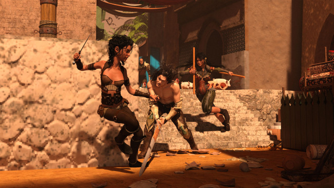 Обои картинки фото 3д графика, фантазия , fantasy, девушка, фон, взгляд