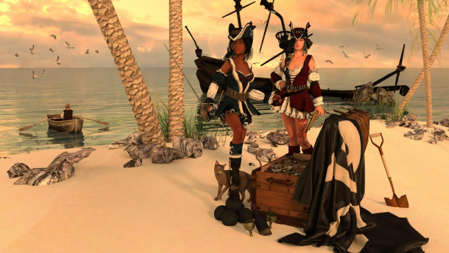 Обои картинки фото 3д графика, фантазия , fantasy, фон, взгляд, девушки