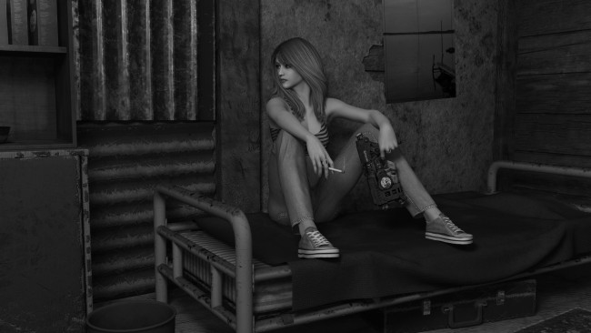 Обои картинки фото 3д графика, люди , people, фон, взгляд, девушка