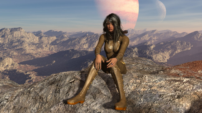 Обои картинки фото 3д графика, люди , people, фон, взгляд, девушка