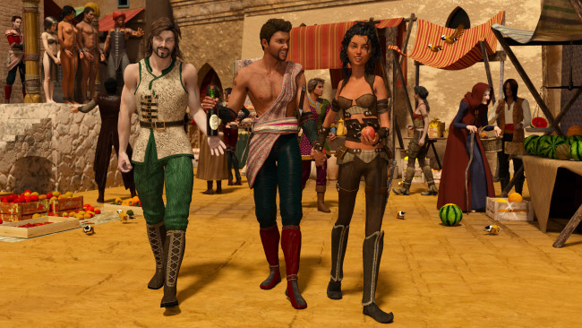 Обои картинки фото 3д графика, люди , people, взгляд, девушки, фон