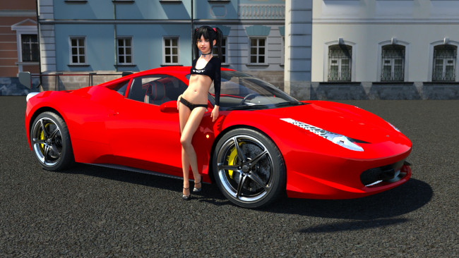 Обои картинки фото 3д графика, люди-авто, мото , people- car ,  moto, фон, взгляд, девочка