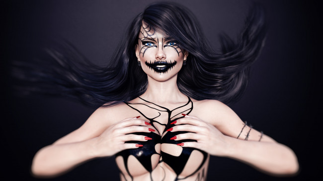 Обои картинки фото 3д графика, ужас , horror, девушка