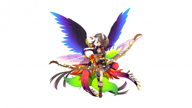 Обои картинки фото аниме, ангелы,  демоны, фон, взгляд, девушка