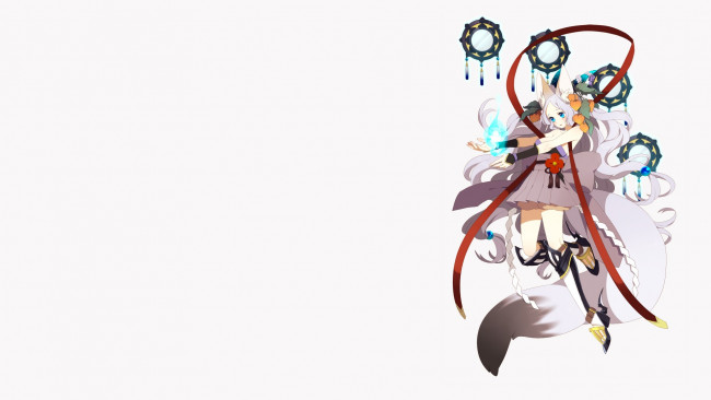 Обои картинки фото аниме, животные,  существа, фон, девушка, взгляд