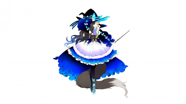 Обои картинки фото аниме, животные,  существа, взгляд, девушка, фон