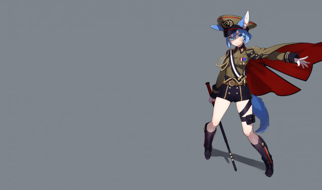 Обои картинки фото аниме, животные,  существа, девушка, взгляд, фон