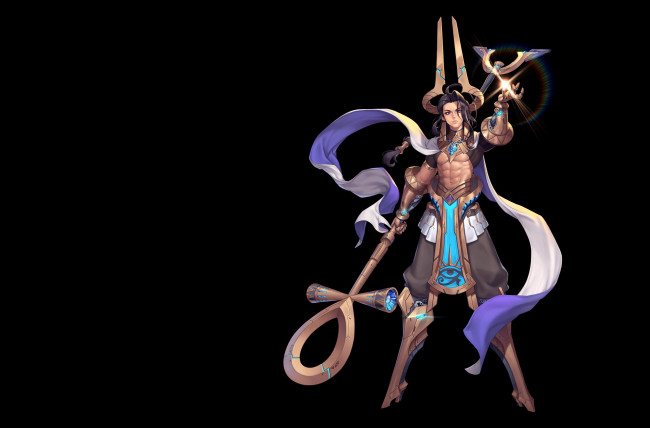 Обои картинки фото аниме, оружие,  техника,  технологии, sci-fi, anubis, purple, moon, дизайн, костюма, арт, фэнтези, игра