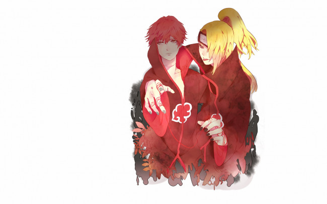 Обои картинки фото аниме, naruto, сасори, акатсуна, дейдара, акацки, нити