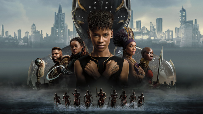 Обои картинки фото black panther,  wakanda forever || 2022, кино фильмы,  wakanda forever, черная, пантера, ваканда, навсегда, фантастика, боевик, постер, новинки, кино, драма, author, oreskis, angela, bassett, danai, gurira