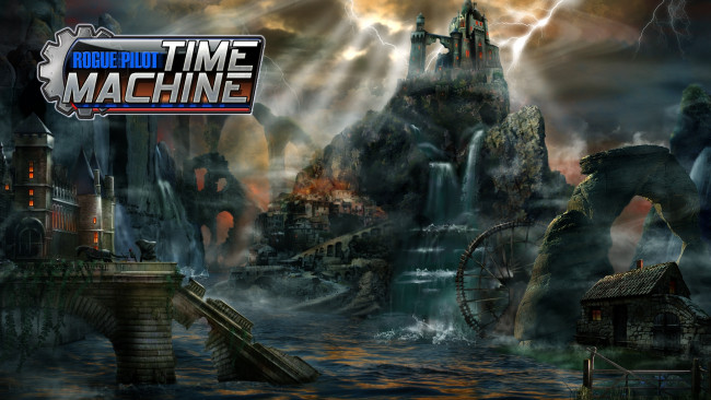 Обои картинки фото видео игры, ---другое, скалы, тучи, город, река