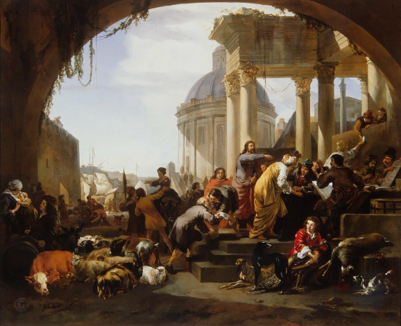 Обои картинки фото рисованное, живопись, маурицхeйс, берхем, николас, питерс, веникс, ян, батист, призвание, святого, матфея