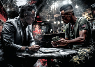 обоя разное, компьютерный дизайн, бар, военный, люди, мужчины, стол, деньги