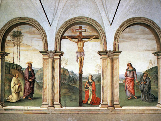 Обои картинки фото распятие, рисованные, pietro, perugino