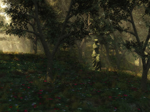 Картинка 3д графика nature landscape природа цветы скульптура деревья