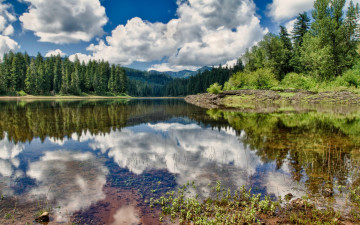 Картинка природа реки озера пейзаж река деревья облака