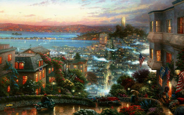 Картинка thomas kinkade рисованные город