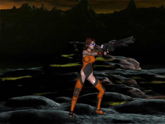 Обои картинки фото 3д, графика, military, очки, девушка