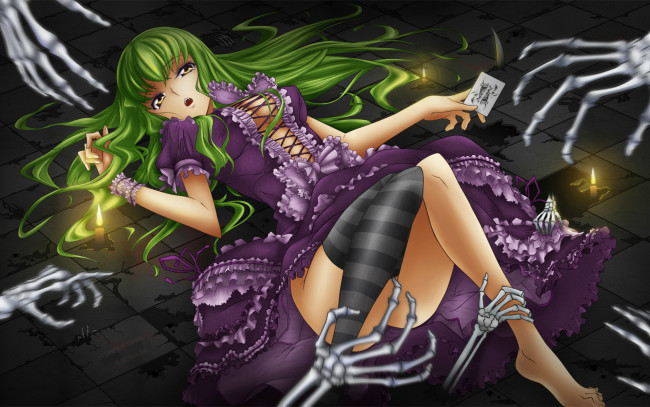 Обои картинки фото аниме, code, geass, девушка, скелеты