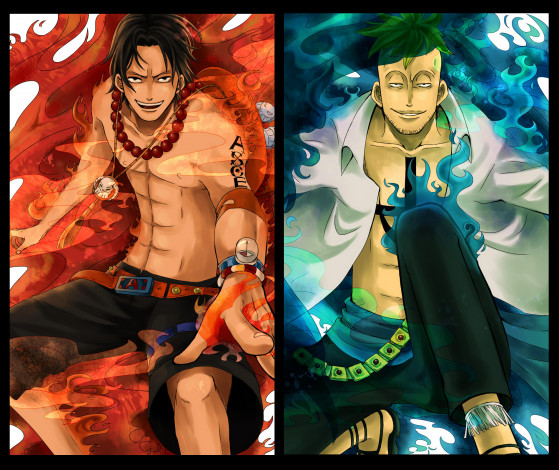 Обои картинки фото аниме, one, piece, portgas, d, ace, marco