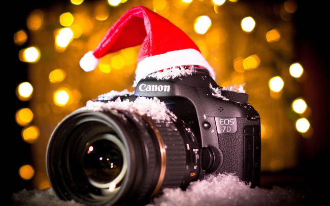 Обои картинки фото бренды, canon, камера, снег