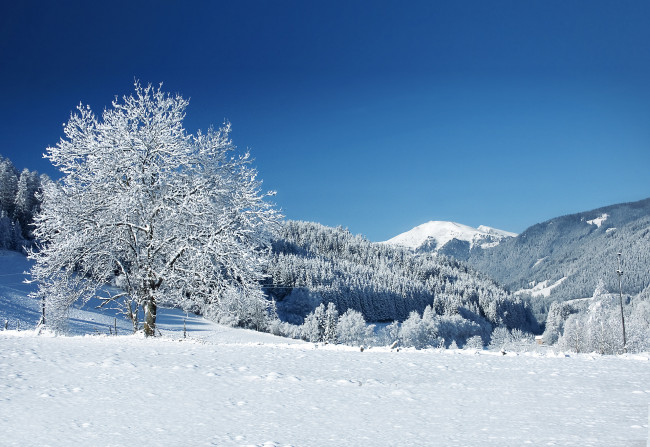 Обои картинки фото природа, зима, горы, снег