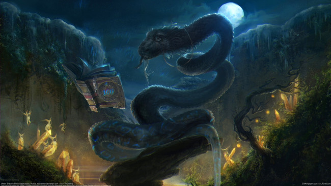 Обои картинки фото elena goryachkina, фэнтези, существа, elena, goryachkina, книга, змея