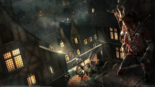 Обои картинки фото ian grainger, фэнтези, красавицы и чудовища, девушка, ian, grainger, монстры, оборотни