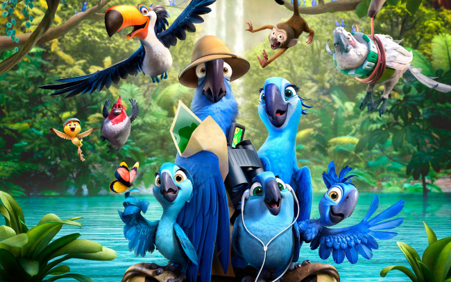 Обои картинки фото мультфильмы, rio 2, птицы, попугаи