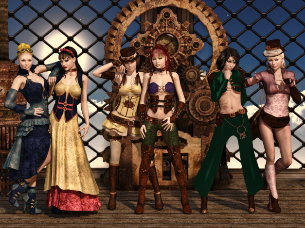 Обои картинки фото 3д графика, люди , people, девушки, фон, взгляд