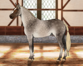 Картинка рисованное животные +лошади взгляд фон лошадь