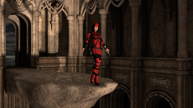 Обои картинки фото 3д графика, фантазия , fantasy, оружие, взгляд, девушка, фон