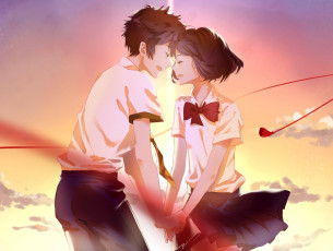 Картинка аниме kimi+no+na+wa фон взгляд девушка