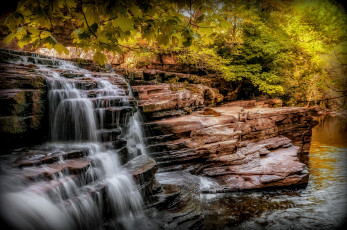 Картинка природа водопады йоркшир деревья скалы водопад