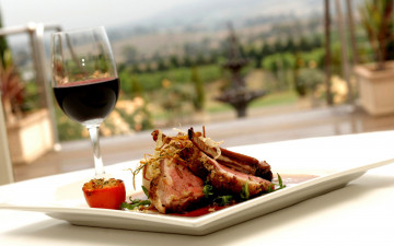 Картинка еда мясные+блюда вино ребрышки бокал