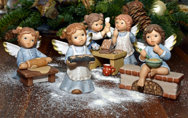 Обои картинки фото праздничные, фигурки, ангелочки