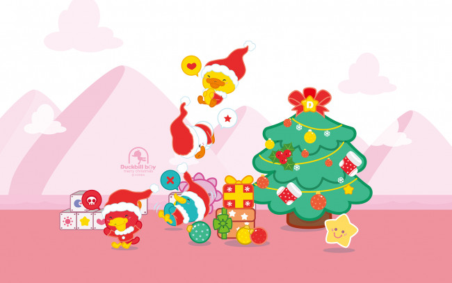 Обои картинки фото праздничные, векторная графика , новый год, утки