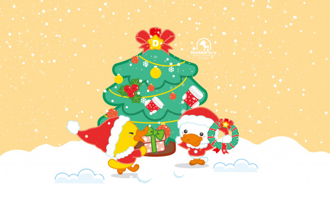 Обои картинки фото праздничные, векторная графика , новый год, утки