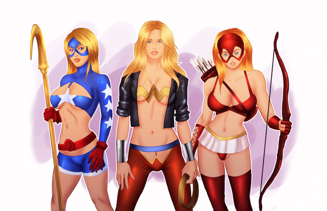 Обои картинки фото рисованное, комиксы, девушки, фон, взгляд, униформа