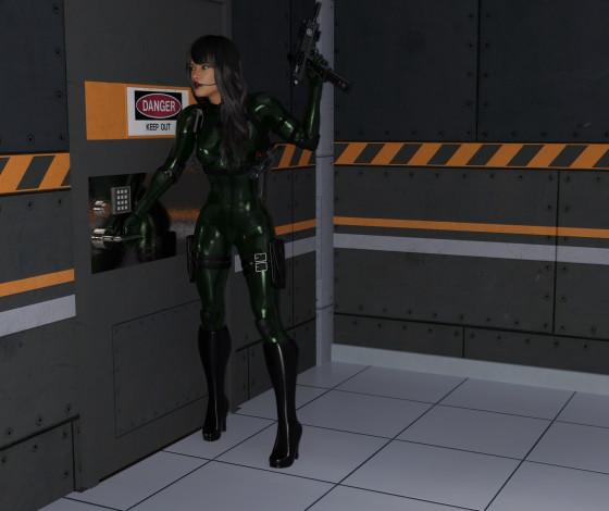 Обои картинки фото 3д графика, фантазия , fantasy, девушка, взгляд, фон, оружие