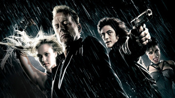 Картинка кино+фильмы sin+city дождь оружие полицейский девушки
