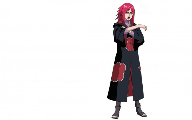 Обои картинки фото аниме, naruto, карин, узумаки, акацки, плащ