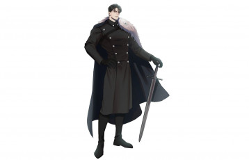 Картинка аниме оружие +техника +технологии мужчина плащ меч